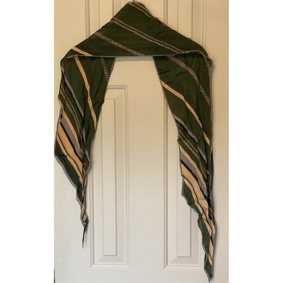 Anne Klein Green Gold Strip Women's Scarf 10"x68" Shear Thin Wrap Scarf - Picture 6 of 12